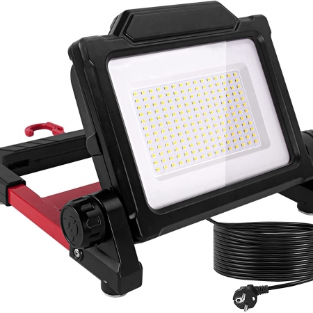 LED Baustrahler Arbeitsleuchte 100W, RISEMART Baustellenstrahler with Haken 10000LM 6500K, IP65 Wasserdicht, tragbare Baustrahle